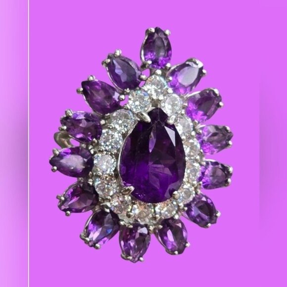 925 Sterling Silver Ring Sz 7.25 with Natural Amethyst Gemstone - Picture 7 of 7
